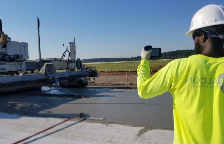 A Falcon technician on-site at RDU Airport as part of our long-term Quality Assurance Contract involving taxiway and runway rehabilitation.